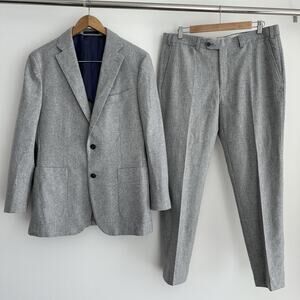 Suitsupply Havana Suit Mens 40 Blazer 34 Pants Gray Circular Wool Flannel Vitale